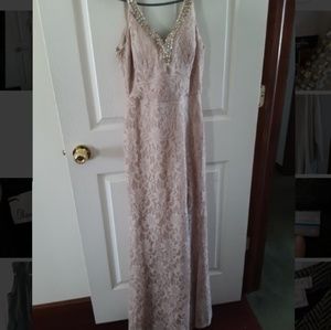 Nude Floor Length Prom Dress